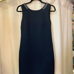 BNWT Club Monaco Black Mini Dress, Jewel Details Open Back, Lined, size 2.
